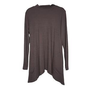 Logo Lotus by Lori Goldstein Purple Pocketed Tunic Top Size Medium